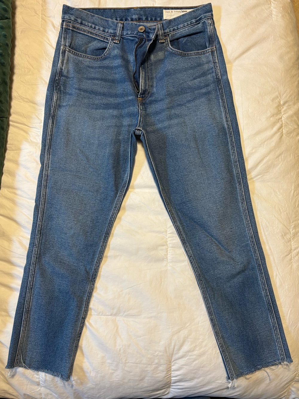rag & bone Ankle Crop Raw Hem Jeans in Blue